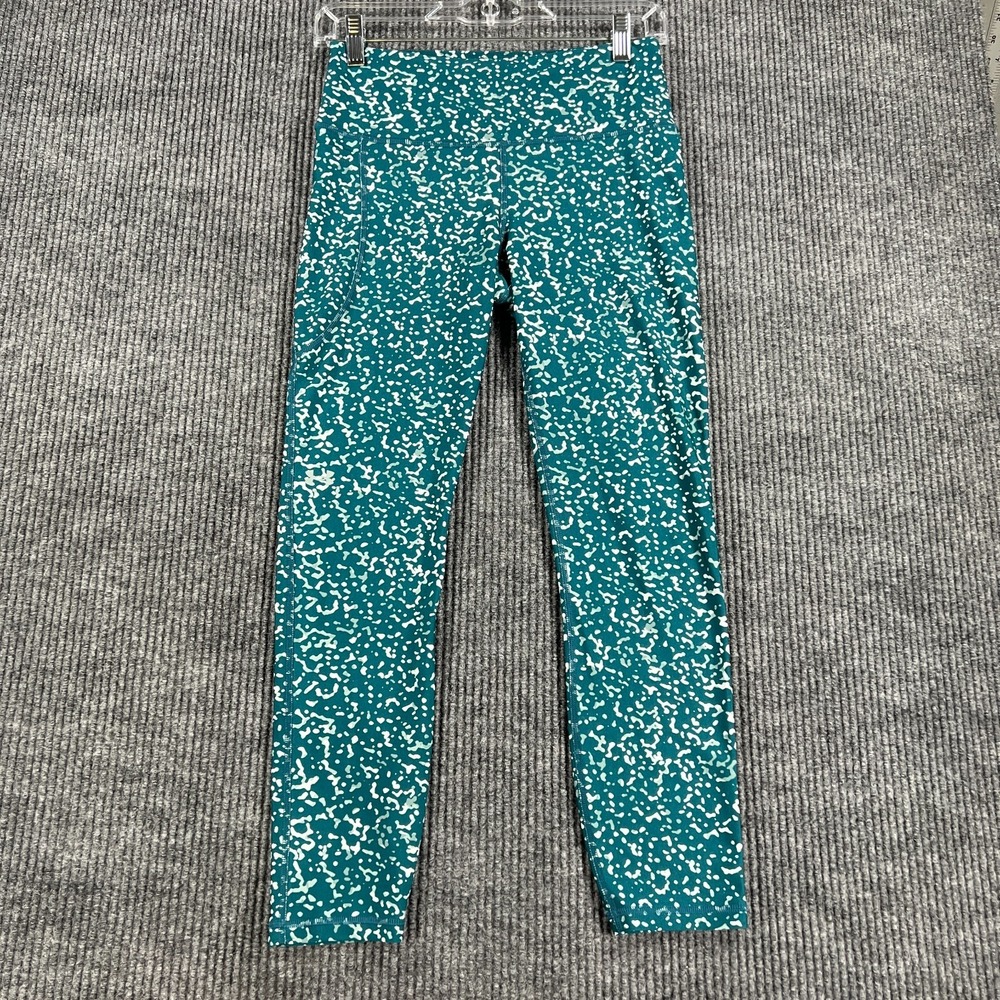 Under Armour Compression Leggings Pants Womens Medium Green Geometric Gym